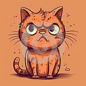 Cute cat cartoon illustration isolated background. AI Generated