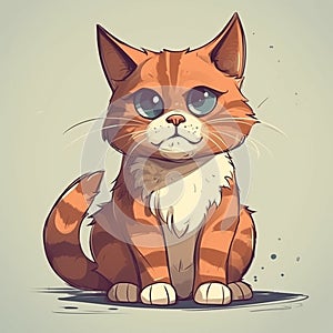 Cute cat cartoon illustration isolated background. AI Generated