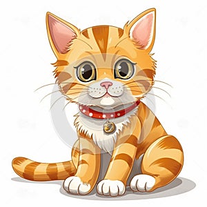 Cute cat cartoon illustration isolated on white background. AI Generated