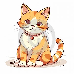 Cute cat cartoon illustration isolated on white background. AI Generated