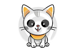 Cute cat clipart, vector illustration. Cartoon kitten icon and logo. Fun kitty sticker, design element, trendy print image