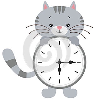 Cute cat with clock inside