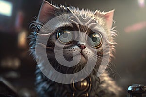 Cute cat close-up. Illustration. 3d.