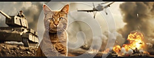 A cute cat confronts the harsh reality of war