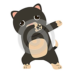 Cute cat Dab dancing sign icon