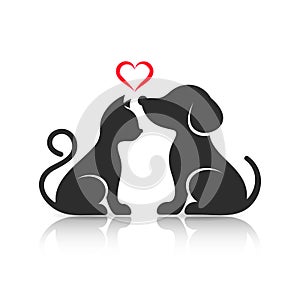 Cute cat and dog silhouettes