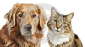 cute cat and dog on a white background