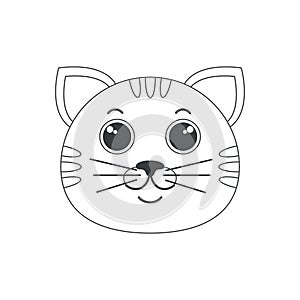 Cute cat face, animals head of simple geometric shape, funny kitten