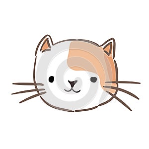 Cute cat face cartoon character sketch vector illustration, print design, children print on t-shirt girl or boy