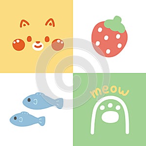 Cute cat face cartoon.Pet animal character design.Meow lover