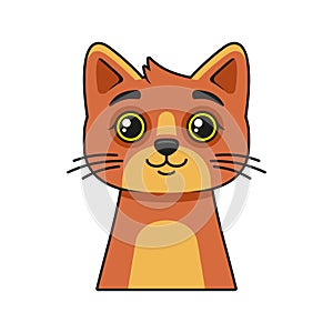 Cute Cat Face Icon. Cartoon Style on White Background Vector