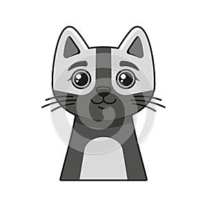 Cute Cat Face Icon. Cartoon Style on White Background Vector