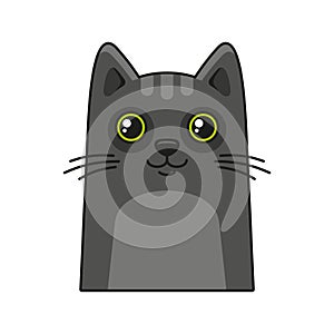 Cute Cat Face Icon. Cartoon Style on White Background Vector