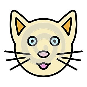 Cute cat face icon color outline vector