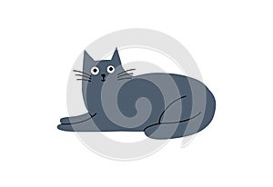 Cute cat. Funny pet. Hand drawn domestic animal sketch. Cartoon doodle vector illustration.