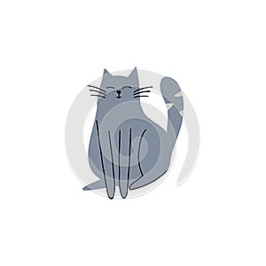 Cute cat. Funny pet. Hand drawn domestic animal sketch. Cartoon doodle vector illustration.