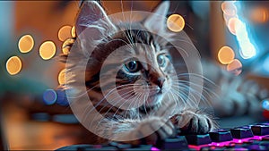 Cute Cat Gamer Kitty Housecat Cats Adorable Pet Lovable