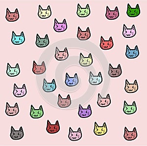 Cute cat head background.vector illustration