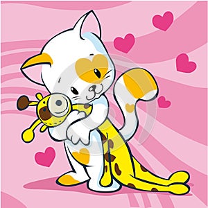 Cute cat holding toy