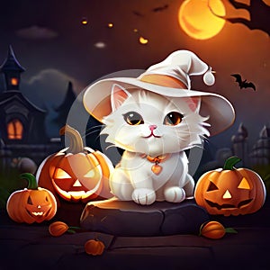 Cute Cat Magic: Detailed Halloween Sticker Collection