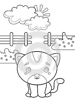 Cute Cat Pet Animal Coloring Pages A4 for Kids and Adult