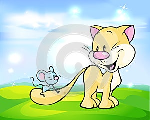 Cute cat play with mouse