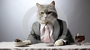 Cute cat playing cat in a suit, big boss concept, head of department, senior manager