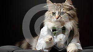 Cute cat playing cat in a suit, big boss concept, head of department, senior manager