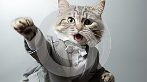 Cute cat playing cat in a suit, big boss concept, head of department, senior manager