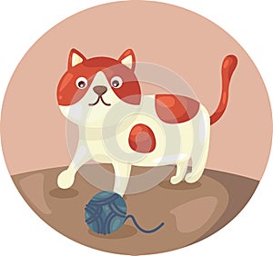 Cute cat playing yarns