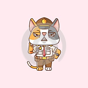 Cute cat police officer uniform cartoon animal character mascot icon flat style illustration concept