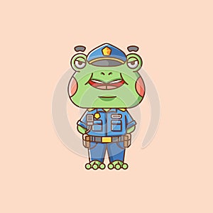 Cute cat police officer uniform cartoon animal character mascot icon flat style illustration concept