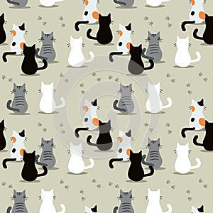 Cute cat seamless pattern