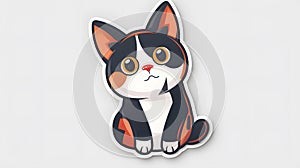 Cute Cat Sticker Design with Playful Expression on White Background. This is AI generative image.