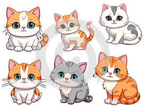 cute cat sticker element isolated on transparent bacground