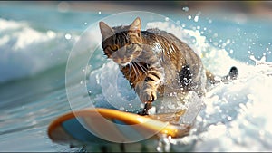 Roztomilý mačka surfovanie rozkošný 