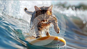 Roztomilý mačka surfovanie rozkošný 