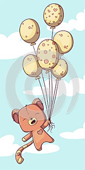 Cute Cat Teddy With Balloons