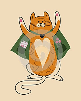 Cute cat for Valentines Day vector illustration