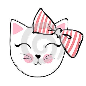 Cute cat vector design. Girly kittens. Fashion Cat`s face.