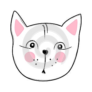 Cute cat vector design. Girly kittens. Fashion Cat`s face.