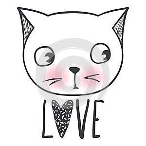 Cute cat vector design. Girly kittens. Fashion Cat`s face.