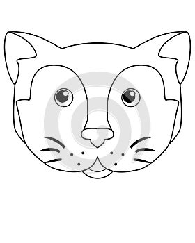 Cute cat - vector linear illustration for coloring. The cat`s face is for a coloring book. Cat head. Outline