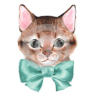 Cute cat. Watercolor illustration