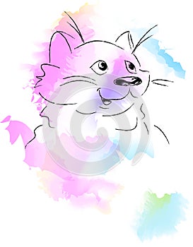 Cute Cat Watercolor Style Vector Illustration