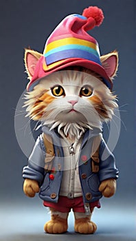 a cute cat wearing a Hemin Kaminski hat wallpaper photo