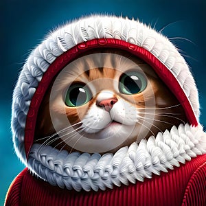 Cute cat wearing a sweater - ai generated image