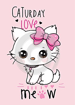 cute cater day love print vector