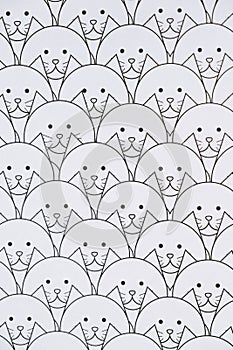 Cute cats in black and white pattern on paper - Design background