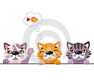 Cute cats border set. Funny kitten best friends. Happy friendship day.